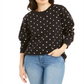 Moletom feminino Karen Scott Sport Dot Print, preto, tamanho X-G