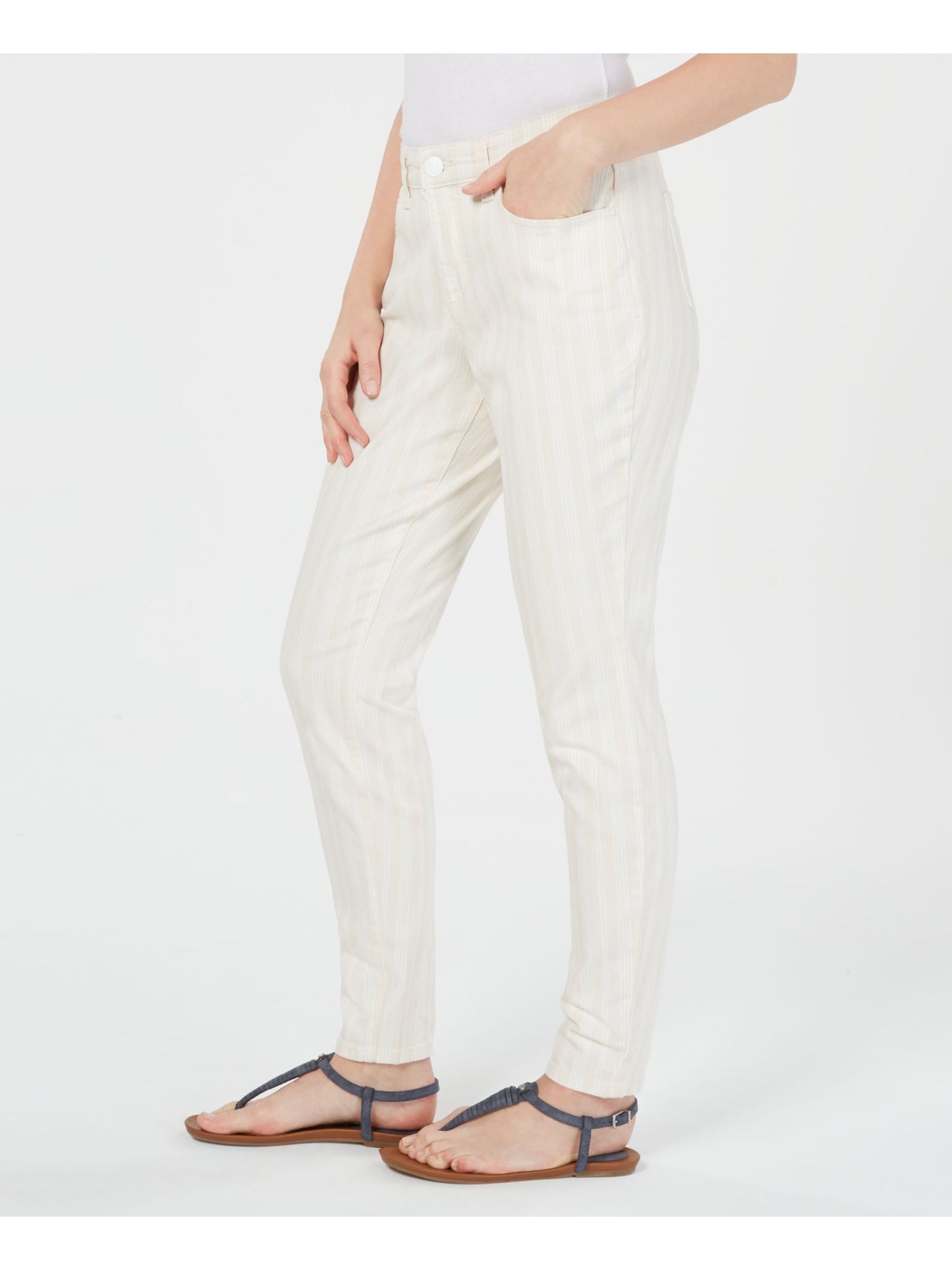 Calça listrada feminina Style &amp; Co, bege, tamanho 4