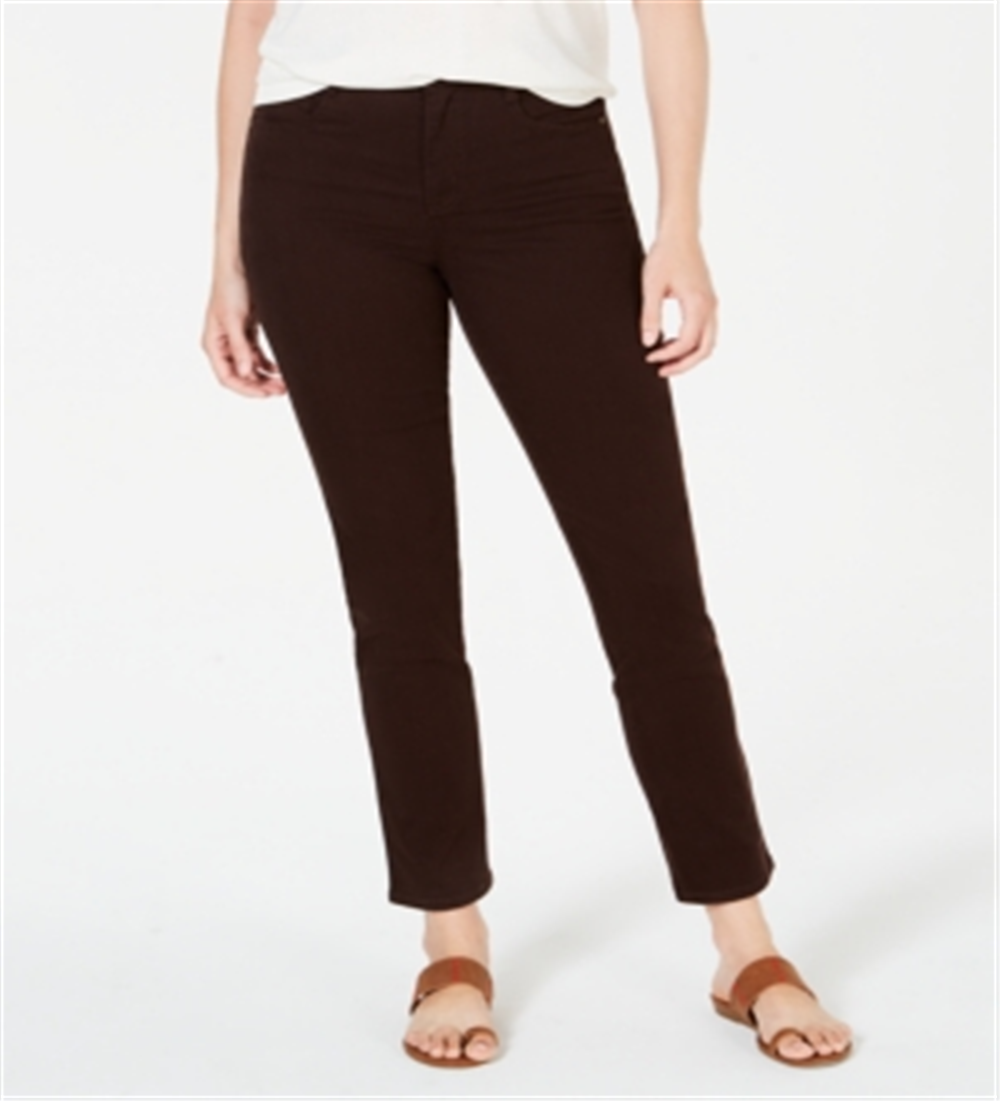 Jeans feminino slim com controle de barriga estilo &amp; co, marrom, tamanho 16 S