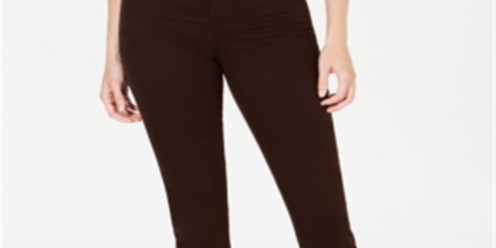 Jeans feminino slim com controle de barriga estilo &amp; co, marrom, tamanho 16 S