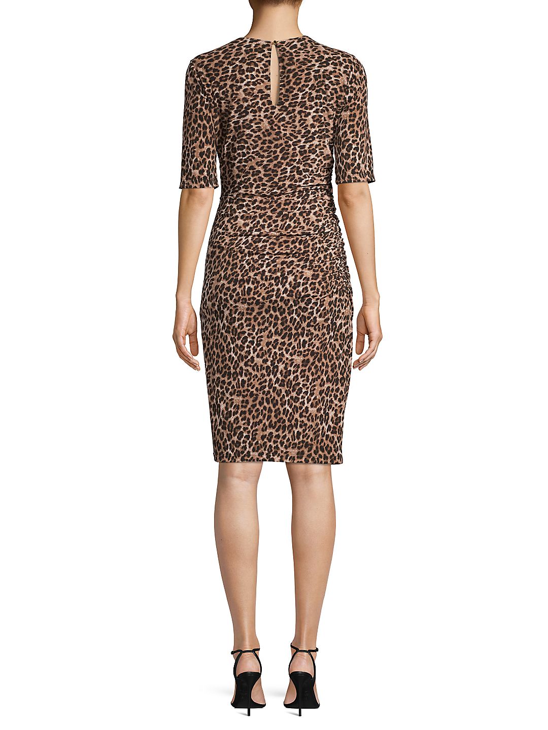 Vestido feminino Vince Camuto manga curta acima do joelho marrom tamanho 10