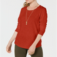 Blusa feminina de manga comprida e gola redonda estilo &amp; co, laranja, tamanho grande
