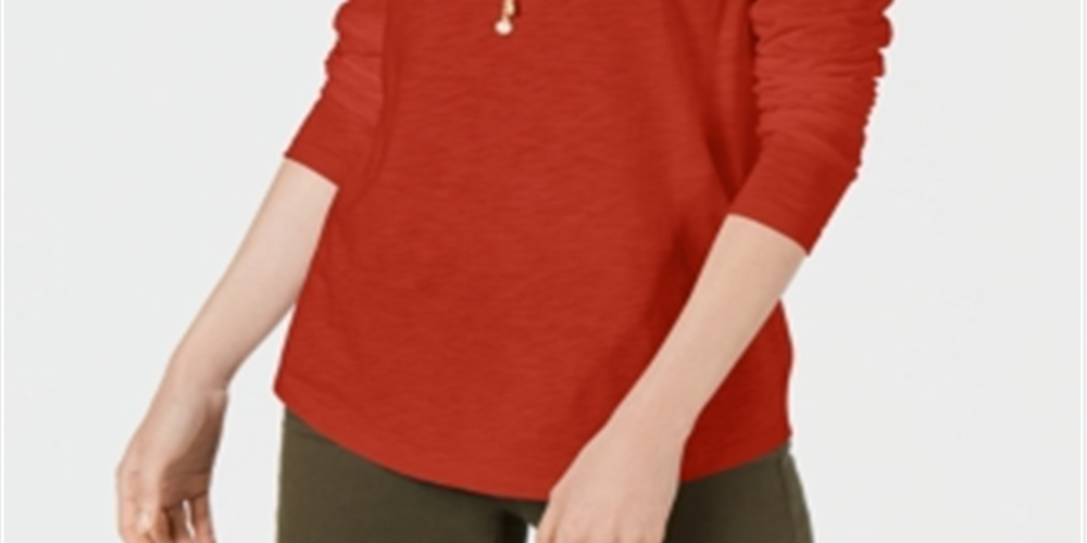 Blusa feminina de manga comprida e gola redonda estilo &amp; co, laranja, tamanho grande