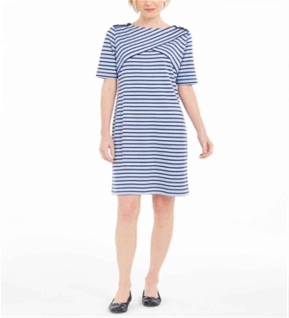 Vestido listrado feminino Karen Scott, azul, tamanho médio