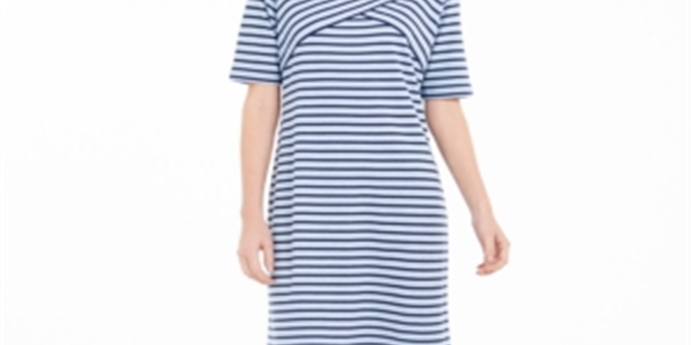 Vestido listrado feminino Karen Scott, azul, tamanho médio