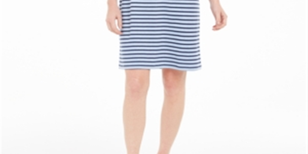 Vestido listrado feminino Karen Scott, azul, tamanho médio