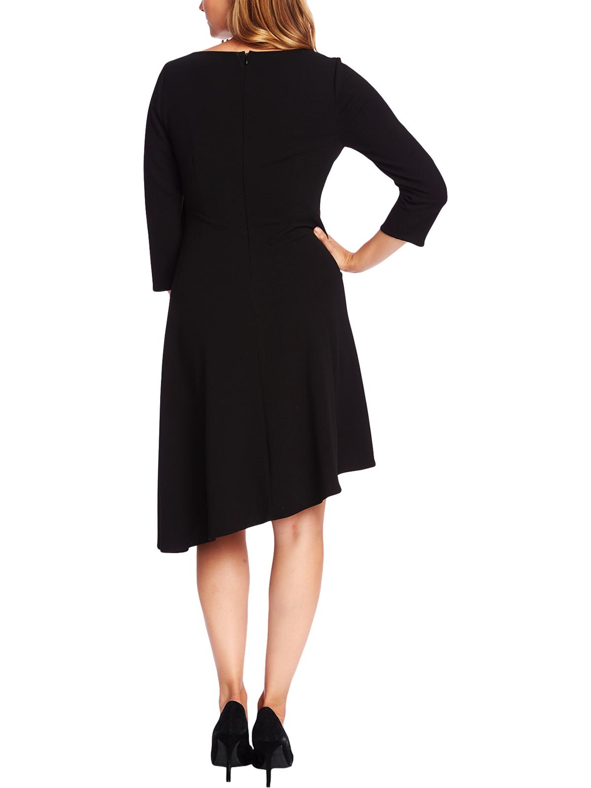 Vestido de coquetel assimétrico evasê feminino Vince Camuto, preto, tamanho 8