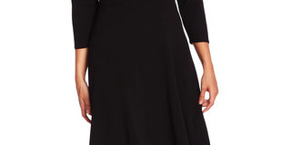 Vestido de coquetel assimétrico evasê feminino Vince Camuto, preto, tamanho 8