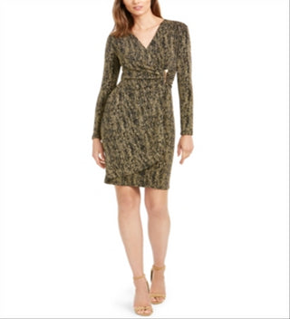 Vestido envelope metálico feminino Calvin Klein dourado tamanho 10 pequeno