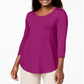 JM Collection Top feminino com decote redondo rosa tamanho X-S