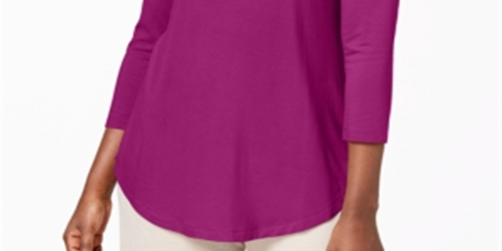 JM Collection Top feminino com decote redondo rosa tamanho X-S