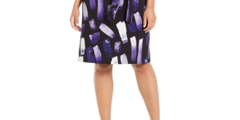 Vestido feminino Alfani estampado com amarração na cintura, roxo, tamanho pequeno G
