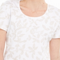 Camiseta feminina Karen Scott com estampa de videira, branca, tamanho grande