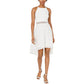 Vestido BCX Junior com corte alto e baixo, com acabamento em crochê e vieira, tamanho 1, branco