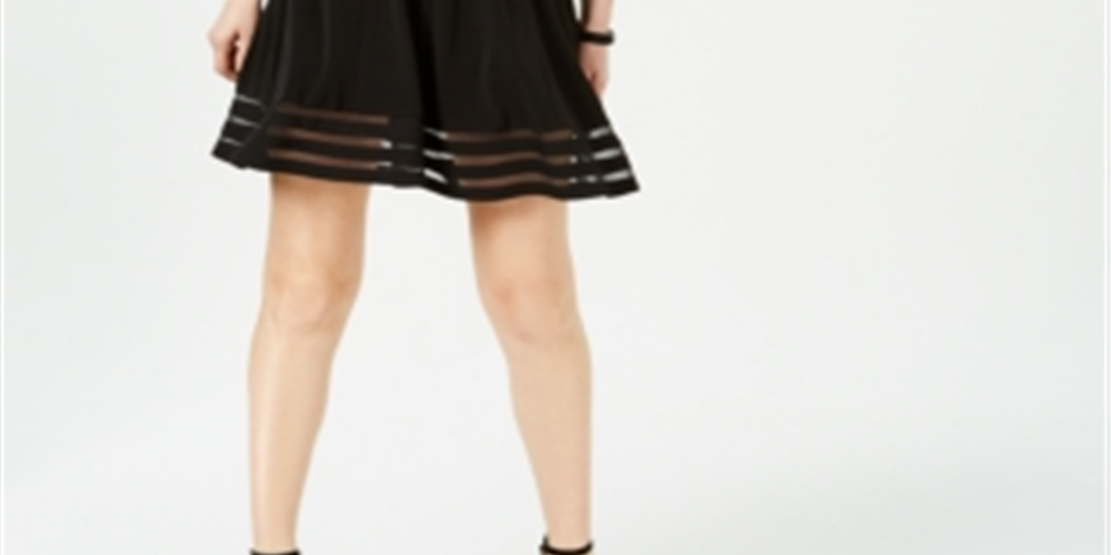 Vestido feminino Jessica Howard com manga 3/4 acima do joelho, preto, tamanho 14, pequeno