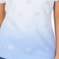 Camiseta feminina Karen Scott com decote em V e estampa Ombré, azul, tamanho XXG