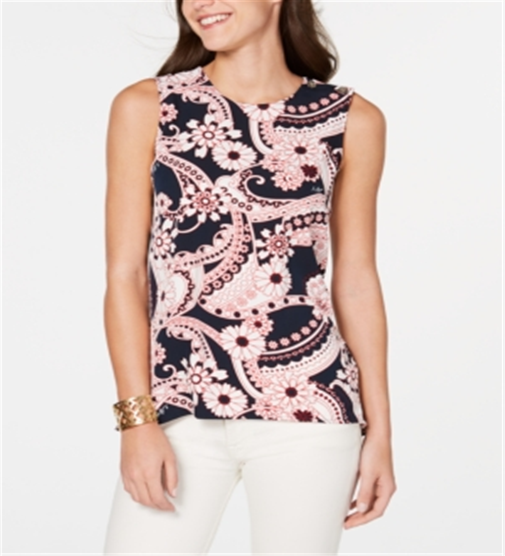 Blusa Feminina Tommy Hilfiger Floral Paisley Azul Tamanho Médio