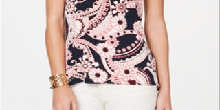 Blusa Feminina Tommy Hilfiger Floral Paisley Azul Tamanho Médio