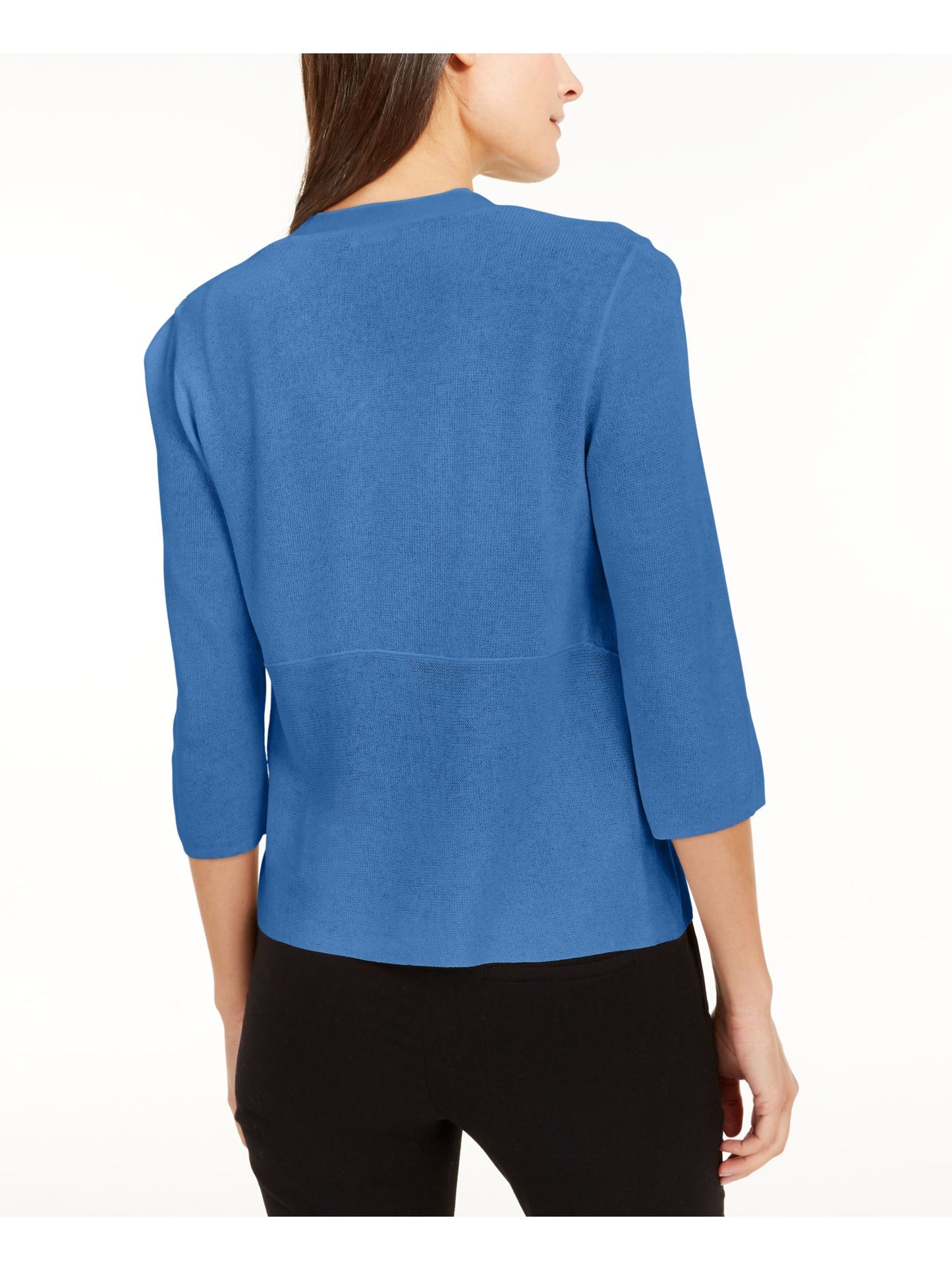 Cardigan feminino Alfani com manga 3/4 aberta, azul, tamanho pequeno