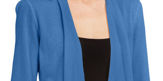 Cardigan feminino Alfani com manga 3/4 aberta, azul, tamanho pequeno