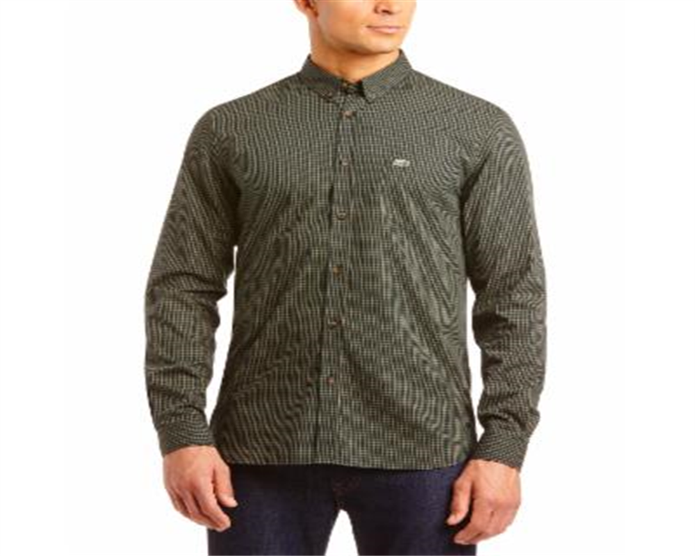 Camisa de popeline xadrez xadrez xadrez masculina Lacoste, tamanho 2XL, verde
