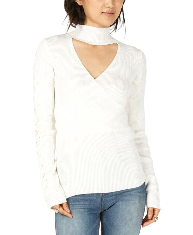 Suéter canelado com gola gargantilha Hippie Rose Junior, branco, tamanho M