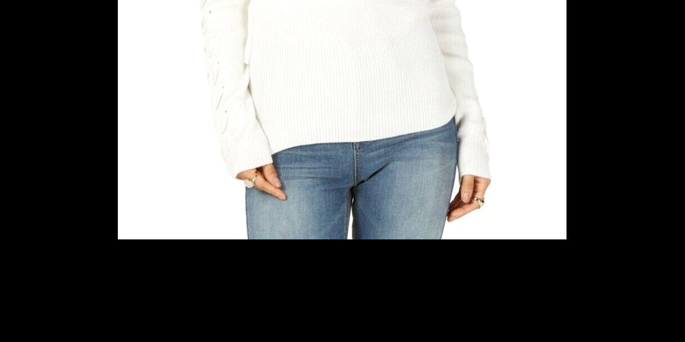 Suéter canelado com gola gargantilha Hippie Rose Junior, branco, tamanho M