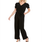 Macacão feminino NY Collection com manga bufante, preto, tamanho pequeno XS