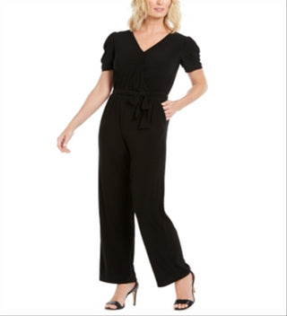 Macacão feminino NY Collection com manga bufante, preto, tamanho pequeno XS