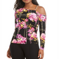 Thalia Sodi Top assimétrico estampado com elos de corrente feminino, preto, tamanho médio