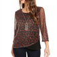 NY Collection Feminino Metálico Assimétrico Bainha Colar Top Vermelho Tamanho Pequeno Pequeno