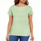 Camiseta feminina Karen Scott de algodão com gola recortada, verde, tamanho médio