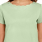 Camiseta feminina Karen Scott de algodão com gola recortada, verde, tamanho médio