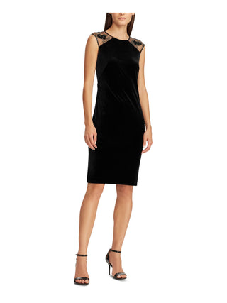 Vestido de coquetel Ralph Lauren feminino com lantejoulas brilhantes, preto, tamanho 12
