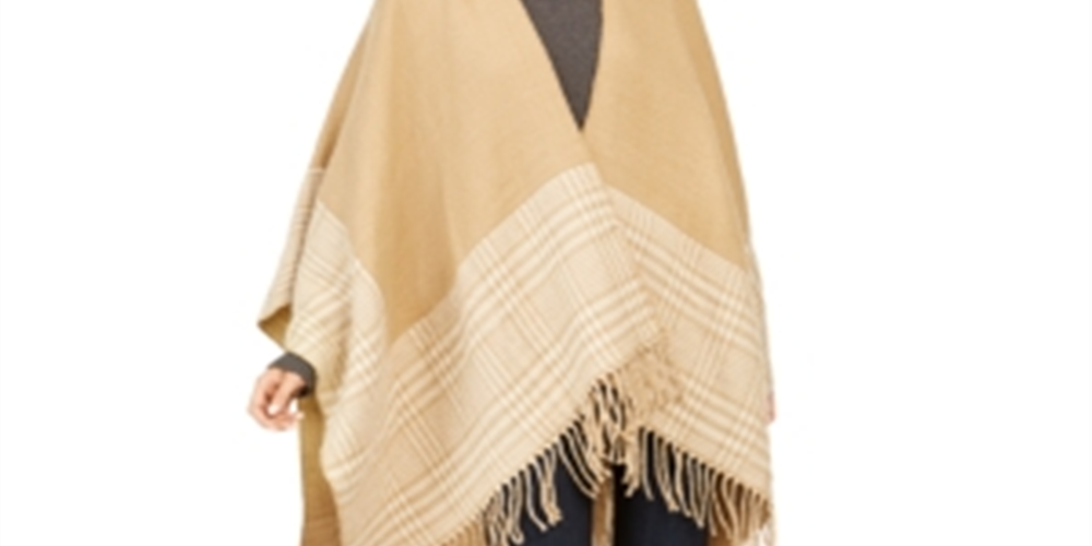 Cachecol reversível xadrez com blocos de cores feminino Charter Club, marrom, tamanho único