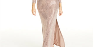 Vestido de noite feminino Morgan &amp; Co Plus com bolinhas metálicas, marrom, tamanho 3X