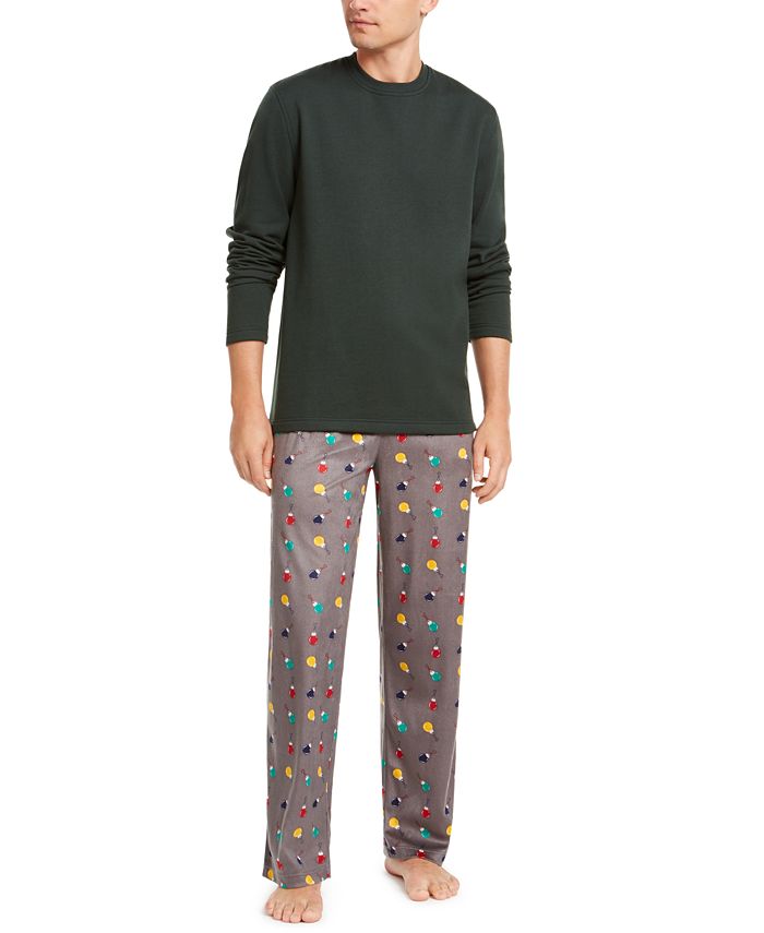 Conjunto de pijama estampado masculino Club Room cinza tamanho médio