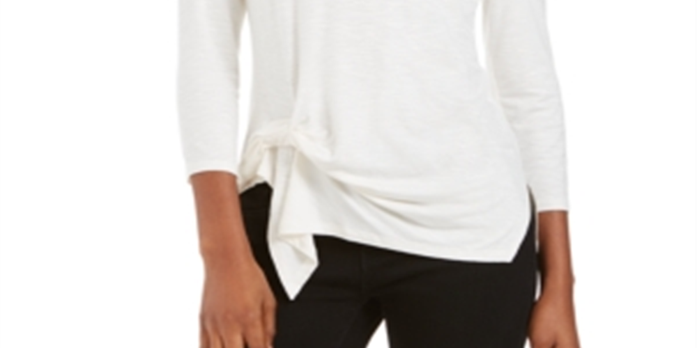 Blusa feminina com amarração frontal Style &amp; Co - Branca, tamanho X-G