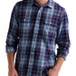 Camisa xadrez masculina Lucky Brand Classic Fit com botões, azul-marinho, tamanho M