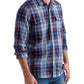 Camisa xadrez masculina Lucky Brand Classic Fit com botões, azul-marinho, tamanho M