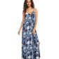 Vestido longo feminino Karen Kane com decote em V duplo - Azul, tamanho X-S