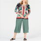 Túnica feminina estampada com anel JM Collection, preta, tamanho pequeno