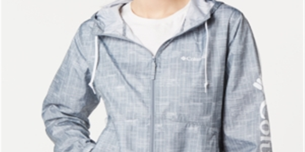 Jaqueta corta-vento feminina Columbia Flash Forward estampada cinza tamanho grande