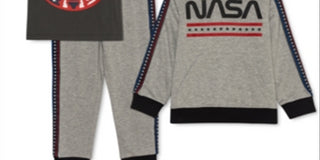 Conjunto de 3 peças de camiseta com capuz e calça de moletom da Nasa para meninos Jem Toddler, cinza, tamanho 2