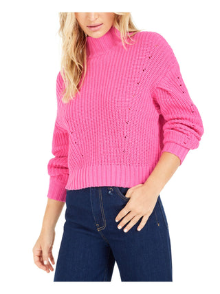 Suéter feminino Bar III de manga comprida e gola alta, rosa, tamanho XX-G