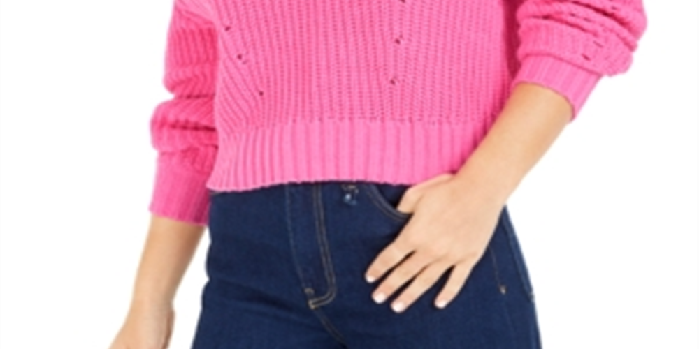 Suéter feminino Bar III de manga comprida e gola alta, rosa, tamanho XX-G