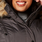 Madden Girl Parka feminina de pele sintética com bolsos, capuz e zíper, casaco de inverno cinza, tamanho 1X