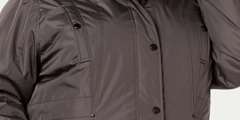 Madden Girl Parka feminina de pele sintética com bolsos, capuz e zíper, casaco de inverno cinza, tamanho 1X