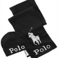 Conjunto de gorro e cachecol de inverno Ralph Lauren masculino, preto, tamanho regular
