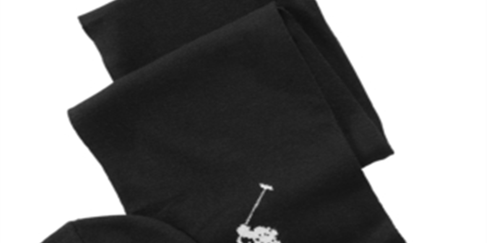 Conjunto de gorro e cachecol de inverno Ralph Lauren masculino, preto, tamanho regular